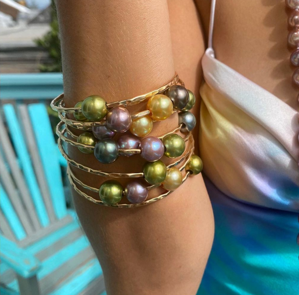 How To Stack Pearl Bangles