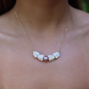 White Crown Pink Pearl Necklace