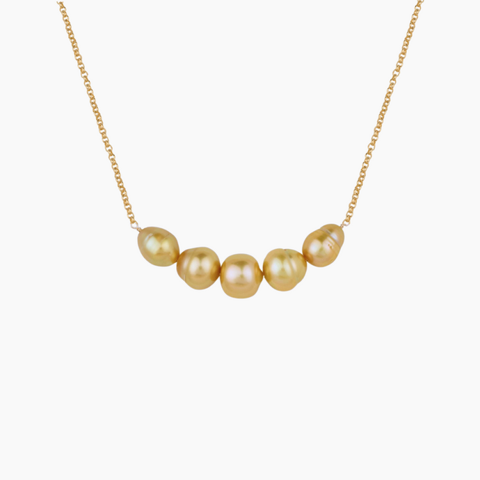 24kt Golden Pearl Bar Necklace
