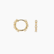 Load image into Gallery viewer, Makara White Pearl Huggie