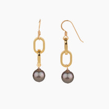 Load image into Gallery viewer, Chunky Paperclip Tahitian Pearl Earrings