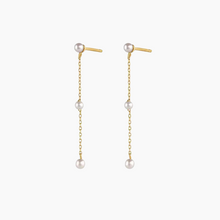 Load image into Gallery viewer, Trio Long White Pearl Earrings
