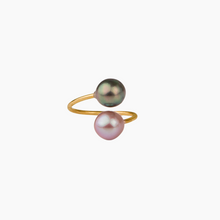 Load image into Gallery viewer, Pink &amp; Tahitian Pearl Bypass Ring