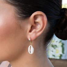 Load image into Gallery viewer, Cowrie Shell Huggies