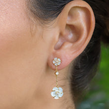 Load image into Gallery viewer, Sage Plumeria Mother of Pearl Earrings