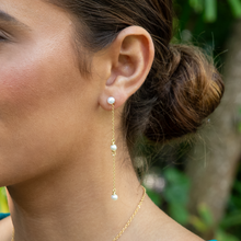 Load image into Gallery viewer, Trio Long White Pearl Earrings