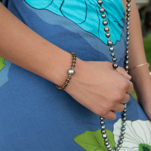 Aura Smokey Quartz Tahitian Pearl Bracelet