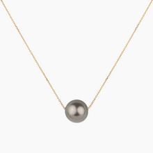 Load image into Gallery viewer, Floating Silver Tahitian Pearl Necklace 14kt Gold
