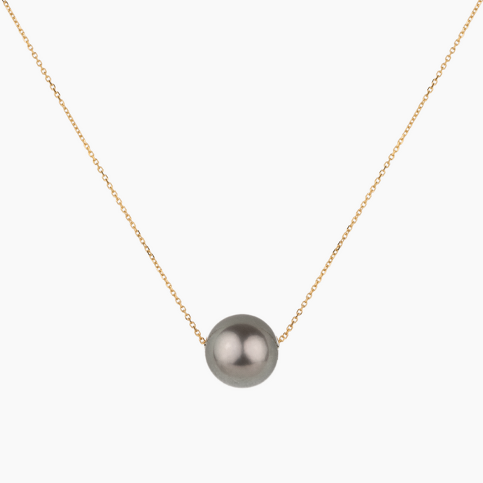 Floating Silver Tahitian Pearl Necklace 14kt Gold