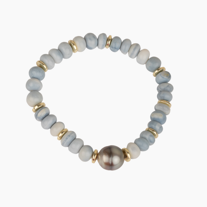 Blue Opal Tahitian Pearl Stretch Bracelet