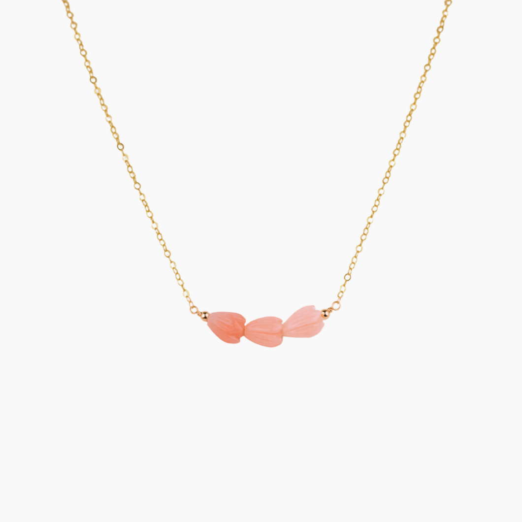 Triple Pink Pikake Necklace