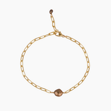 Load image into Gallery viewer, Chocolate Keshi Pearl Paperclip Bracelet
