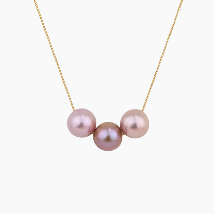 Floating Triple Multicolor Pink Pearl Necklace