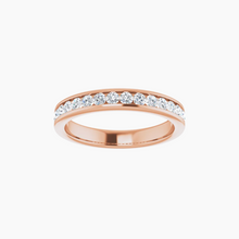 Load image into Gallery viewer, Channel Set Wedding Band with Diamonds 14kt Rose Gold