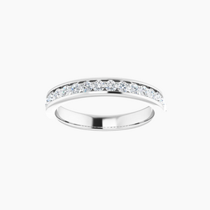 Channel Set Wedding Band with Diamonds 14kt White Gold