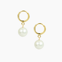 Load image into Gallery viewer, White Pearl Drop Huggie
