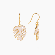 Load image into Gallery viewer, White Enamel Monstera Earring