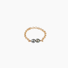 Load image into Gallery viewer, Double Peacock Keshi Pearl Chain Ring