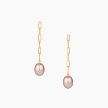 Load image into Gallery viewer, Pink Pearl Paperclip Stud Earrings