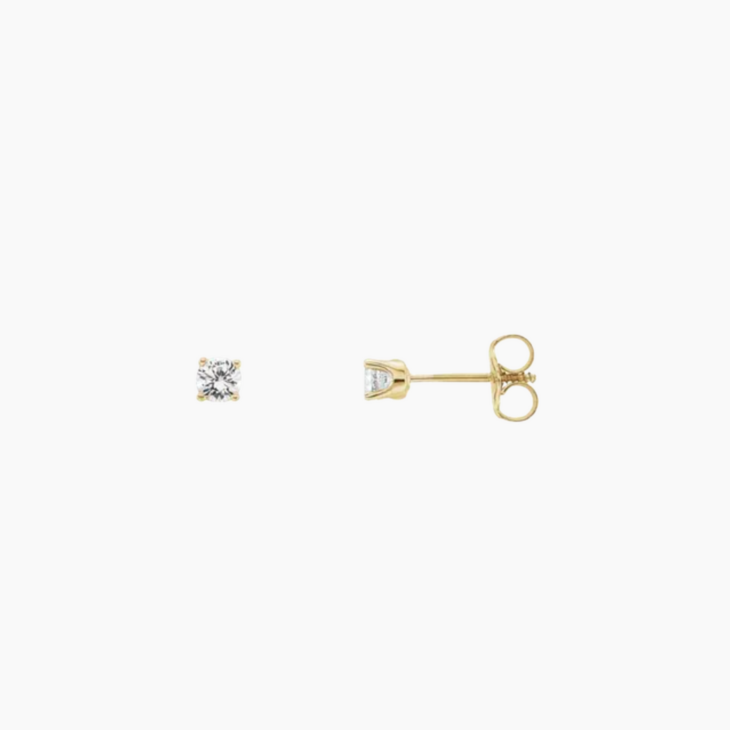 Baby Solitaire Stud Earring 14kt Gold