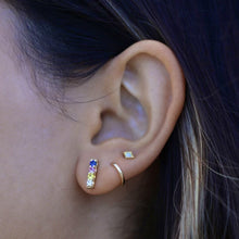 Load image into Gallery viewer, Sapphire Rainbow Bar Stud Earring