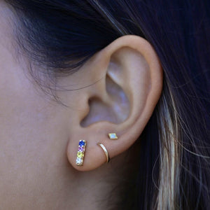 Sapphire Rainbow Bar Stud Earring