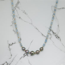 Load image into Gallery viewer, Serenity Aquamarine Tahitian Pearl Wrap Bracelet/Necklace