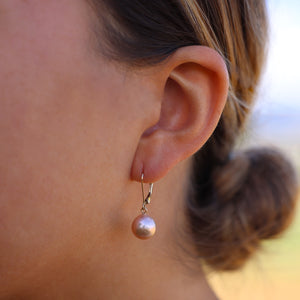 Pink Pearl Leverback Earrings