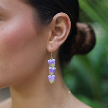 Load image into Gallery viewer, Trio Purple Crown Flower Earring