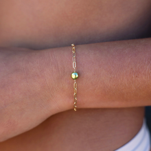 Load image into Gallery viewer, Pistachio Keshi Pearl Paperclip Bracelet