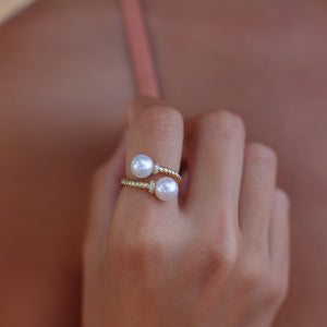 Beverly White Pearl Bypass Ring