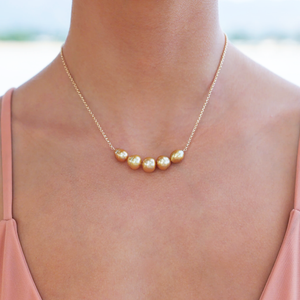 24kt Golden South Sea Pearl Bar Necklace