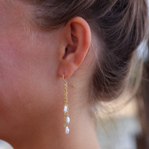 Chandelier White Keshi Pearl Drop Earring