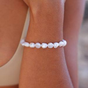 White Freshwater Nugget Pearl Stretchy Bracelet