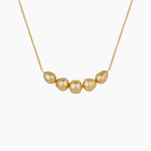 Load image into Gallery viewer, 24kt Golden South Sea Pearl Bar Necklace