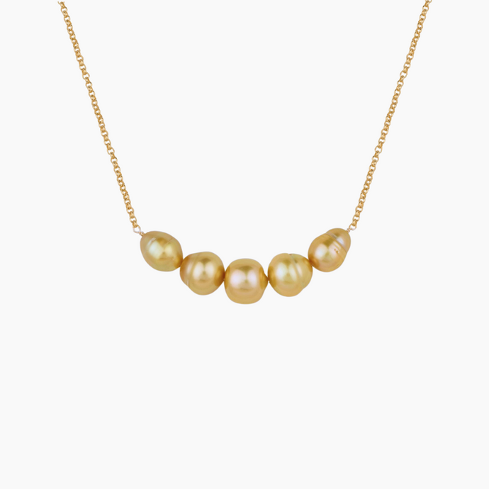 24kt Golden South Sea Pearl Bar Necklace