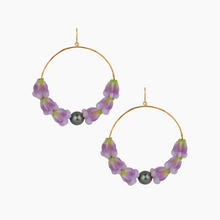 Load image into Gallery viewer, Purple Crown Tahitian Pearl Hoop Earring
