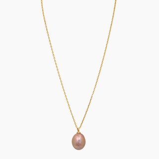 Pink Pearl necklace long with gold chain