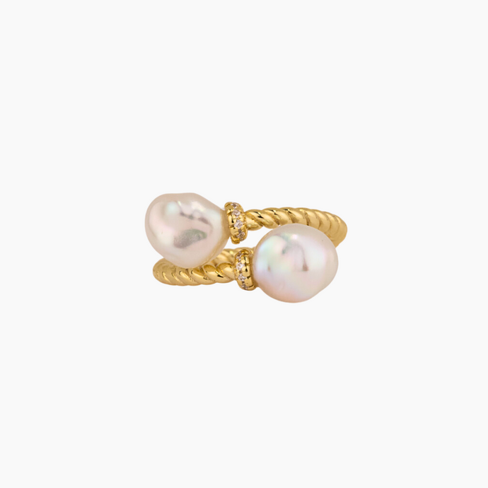 Beverly White Keshi Pearl Bypass Ring