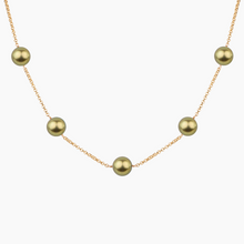 Load image into Gallery viewer, Melinda Pistachio Pearl Station Necklace