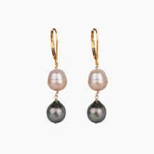Load image into Gallery viewer, Tahitian &amp; Golden Pearl Drop Earrings