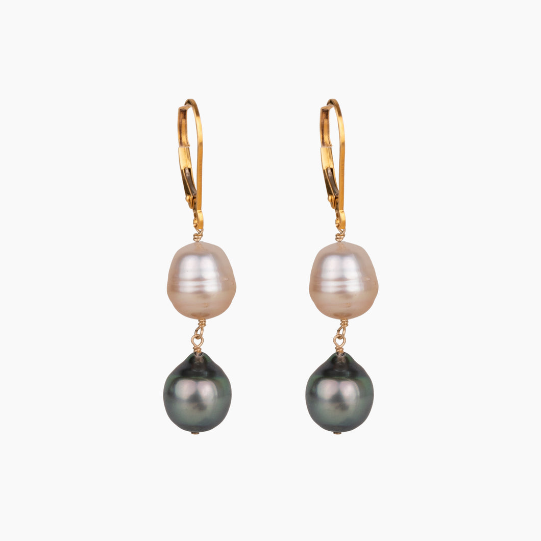Tahitian & Golden Pearl Drop Earrings