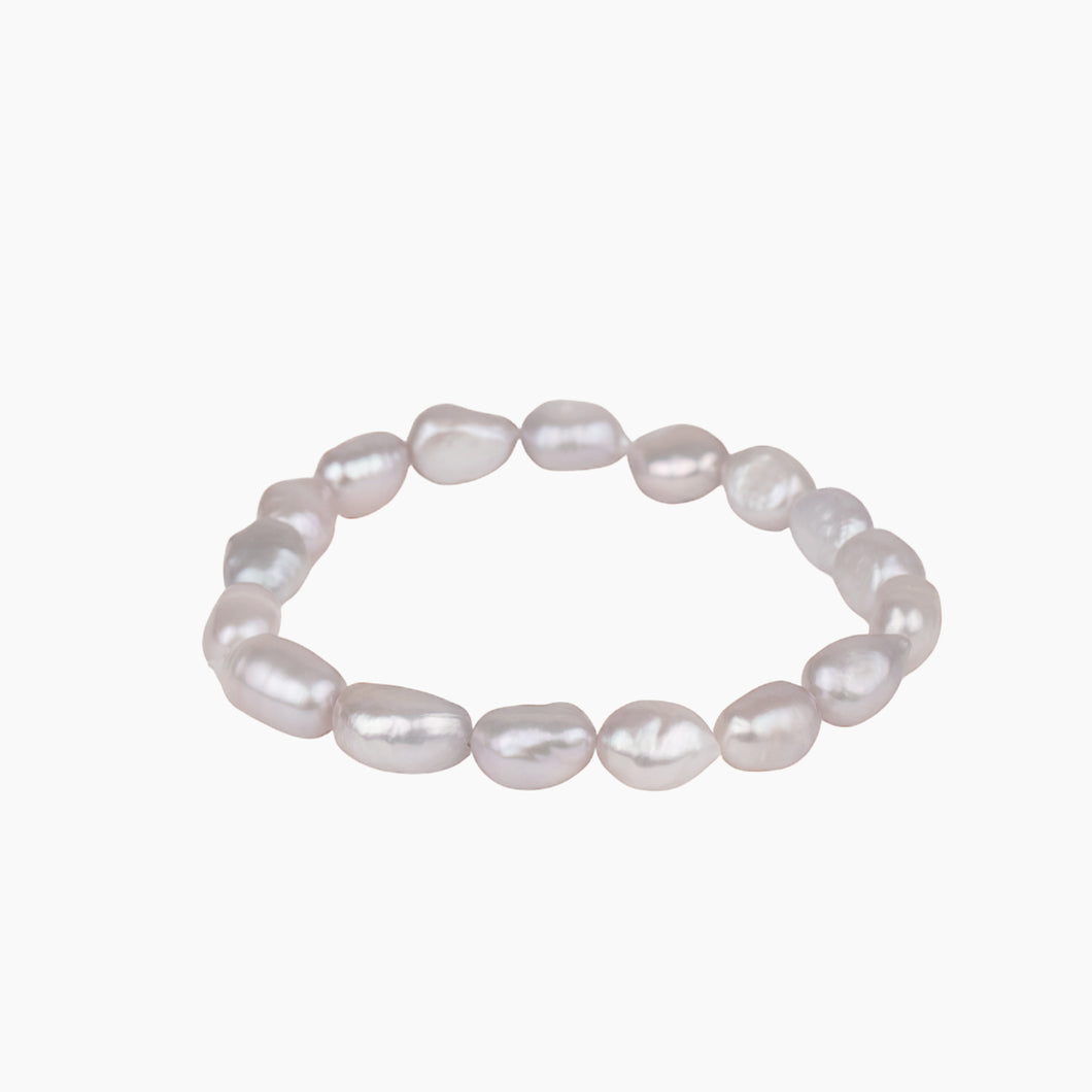 White Freshwater Nugget Pearl Stretchy Bracelet