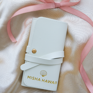 travel jewelry pouch white