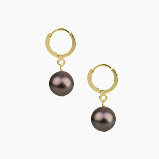 Tahitian Pearl Huggies in gold