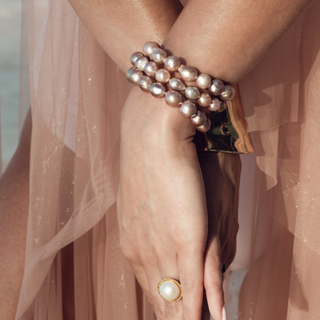 Pink Pearl Coil Bracelet