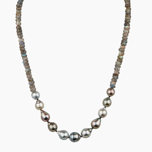 Mana Labradorite Pastel Tahitian Pearl Necklace
