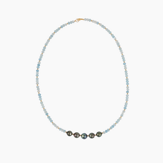 Serenity Aquamarine Tahitian Pearl Wrap Bracelet/Necklace