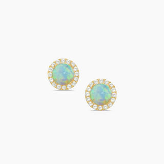 Opal Halo Stud Earrings in gold