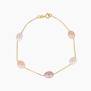 Mari multicolor pearl bracelet in 14kt gold vermeil, handmade in Hawaii by Misha Hawaii